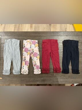 Ruffle Butts Pink Floral, Red, Gray & Navy Ruffle Hem Leggings Set